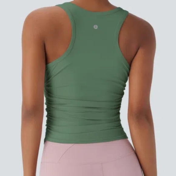 Halara Round Neck Racerback Ruched Yoga Tank Top - Picture 7 of 10